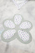 Floral Applique Patchwork V Neck Waffle Knit Drop Shoulder Long Sleeve Top
